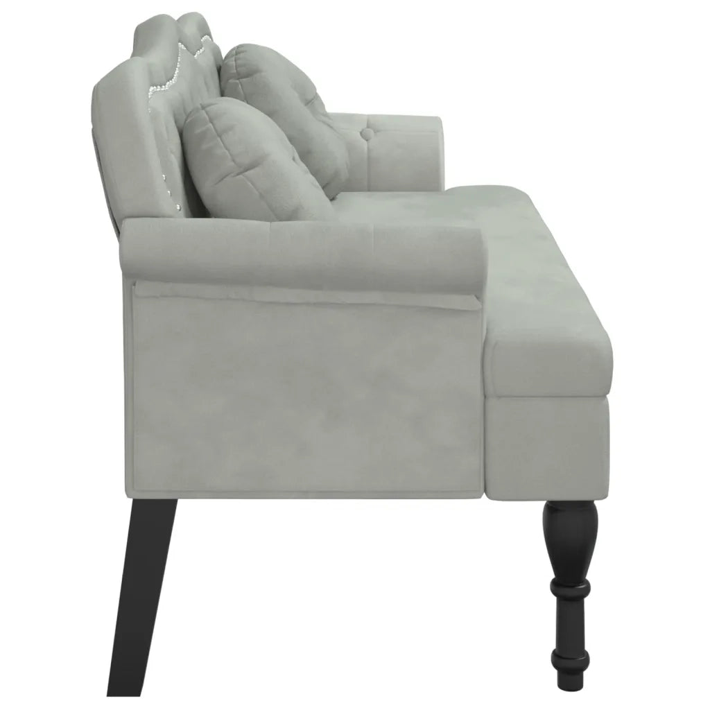 Panca con Cuscini Grigio Chiaro 120,5x65x75 cm Velluto 372140