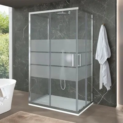 Box doccia 80x70x80 cm con doppio scorrevole serigrafato H 200 cm Ted