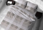 Sacco Copripiumino In 100% Cotone Made Italy Disegno Scotland - Singolo - Beige