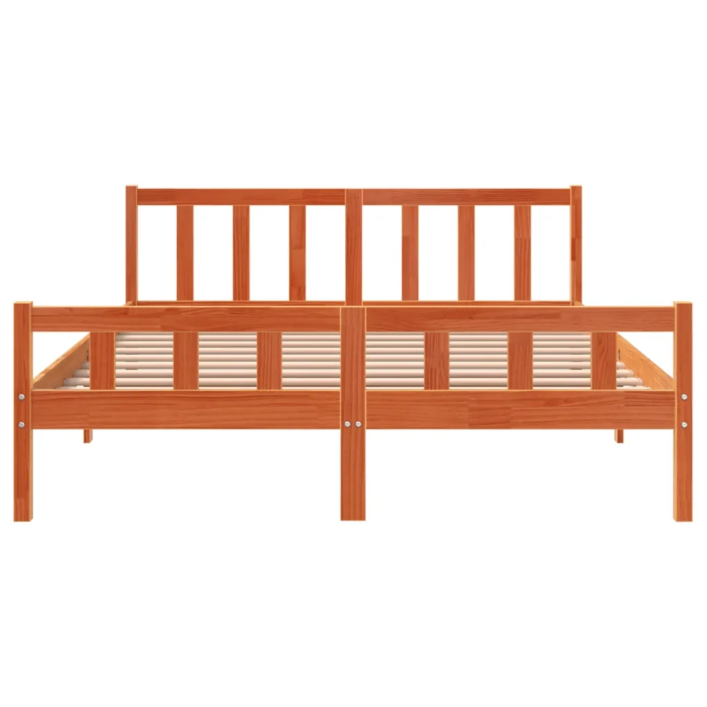 Letto senza Materasso Marrone Cera 150x200 cm in Legno di Pino 844398