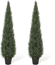 Set 2 Alberi di Cedro Topiaria Artificiali 150 cm Resistenti UV con Vaso