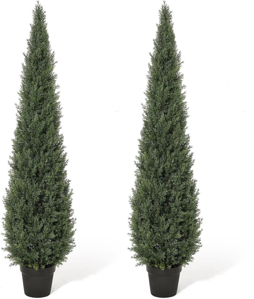 Set 2 Alberi di Cedro Topiaria Artificiali 150 cm Resistenti UV con Vaso