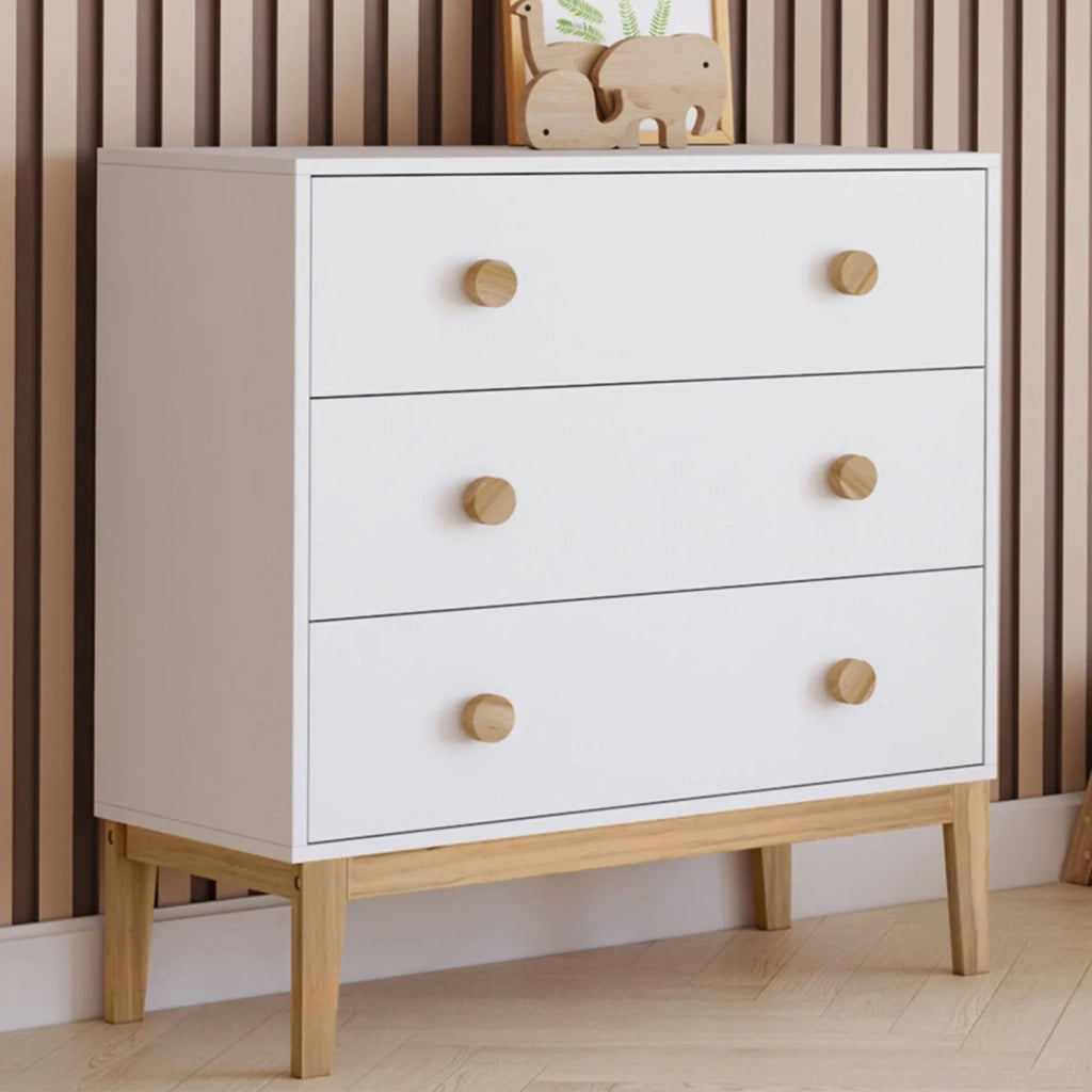 IDMarket - Cassettiera a 3 cassetti per bambini JACOB 80 cm in bianco e legno