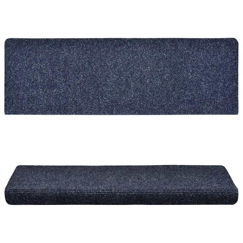 Tappetini per scale autoadesivi 15 pz 65x21x4 cm blu bordo rettangolare 134566