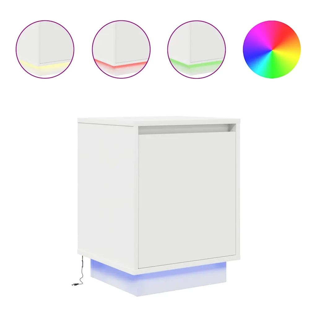 vidaXL Comodini con Luci a LED 2 pz Bianco 38x34x50 cm