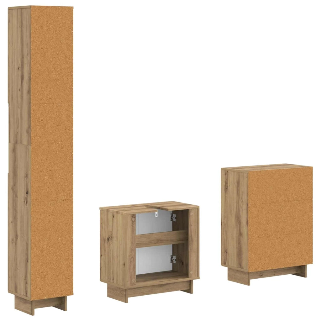Set di armadietti da bagno in 3 pezzi EDE Rovere Artigianale 3417422