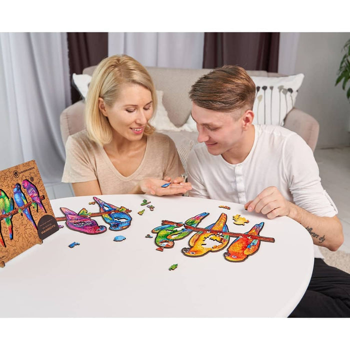 UNIDRAGON Puzzle in Legno 193 pz Playful Parrots Medio 44x25 cm 444695