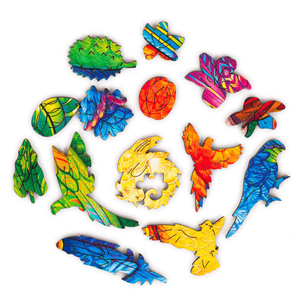 UNIDRAGON Puzzle in Legno 193 pz Playful Parrots Medio 44x25 cm 444695