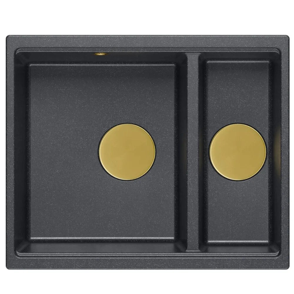 Lavello In Granito Logan 150 Black Metallic Tappo acciaio