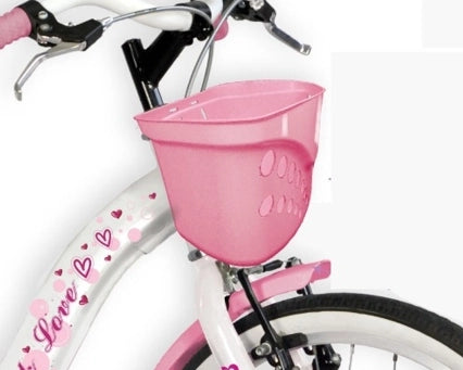 SCH PINK LOVE 20", bicicletta per bambini, adatta a bambini tra i 6 e i 10 anni, per altezza tra 120 e 155 cm, cestino,