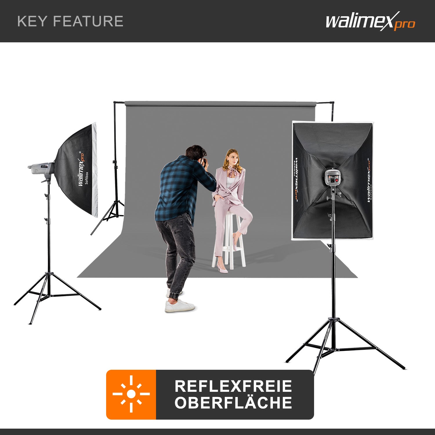 Sfondo fotografico in cartoncino grigio 2,60x10 m, Backdrop foto antiriflesso e resistente, per studi fotografici