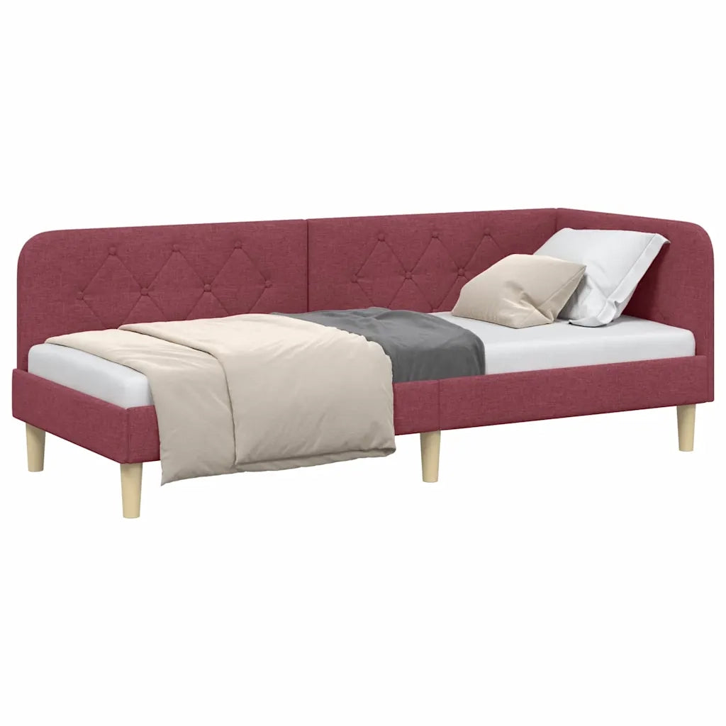 Cornice del letto ad angolo Rosso Vino 80 x 200 cm Tessuto