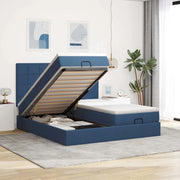 Struttura Letto Pouf con Materassi Blu 180x200cm in Tessuto 3313698