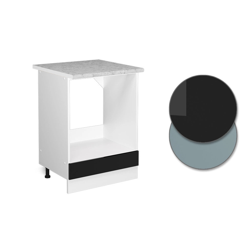 Vicco Base universale Nero lucido 60 cm con ampia nicchia, con piano di lavoro