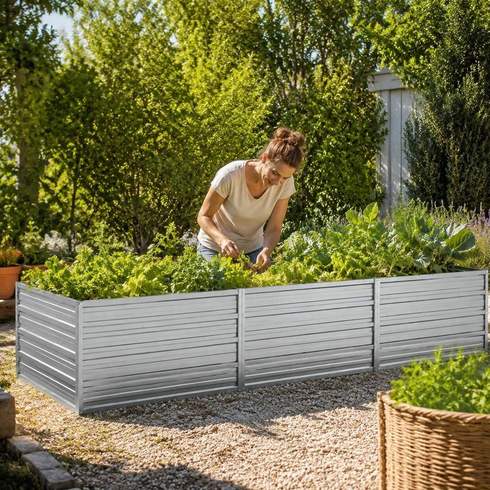 Garden Raised Bed 240x80x45 Cm Galvanized Steel Silver