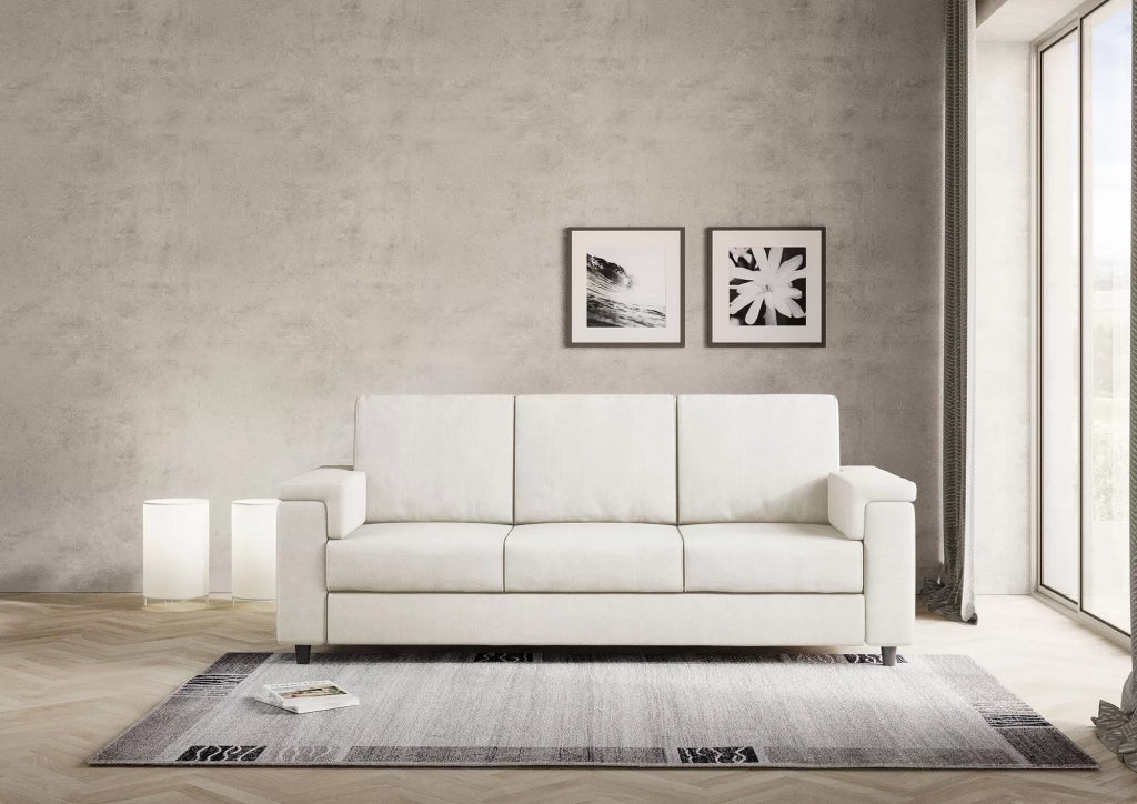 Divano marrak 3 posti (tre sedute da 60cm) misure esterne l.208cm | latte - Mobili 2G