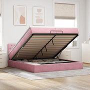 Struttura Letto Pouf con Materasso Rosa 200x200 cm Velluto 3311872