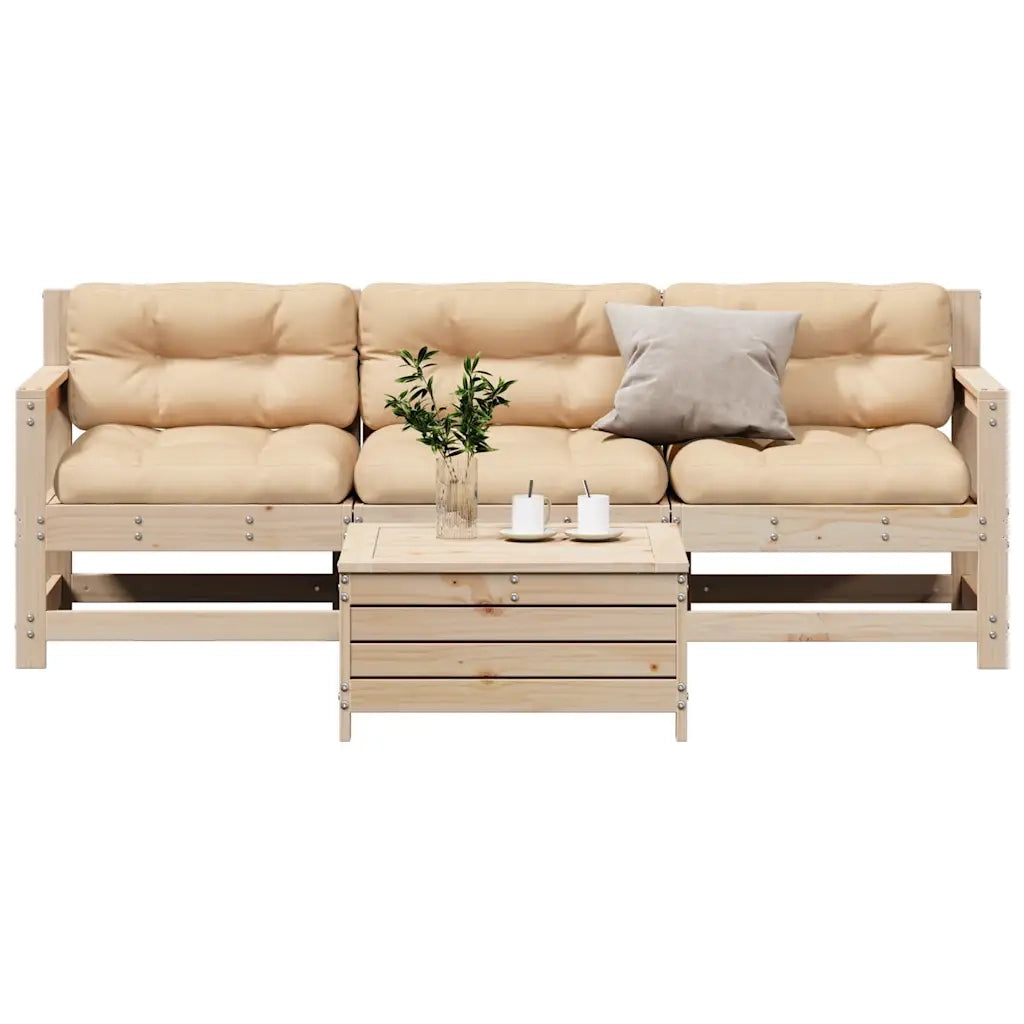Set Divani da Giardino 4 pz con Cuscini Legno Massello di Pino 3250796