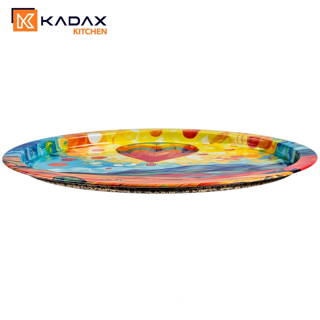 Vassoio decorativo da portata KADAX, rotondo, grande, con motivo a palloncino, in metallo, 32,5 cm