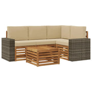 Set di divani da esterno 5 pcs Naturale e Beige 59 x 59 x 37 cm 3384339