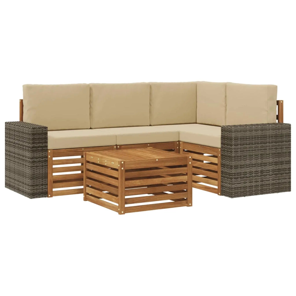 Set di divani da esterno 5 pcs Naturale e Beige 59 x 59 x 37 cm 3384339