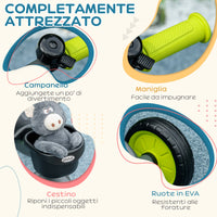 Triciclo per Bambini 70,5x50x58 cm con Seduta Regolabile e Campanello Nero