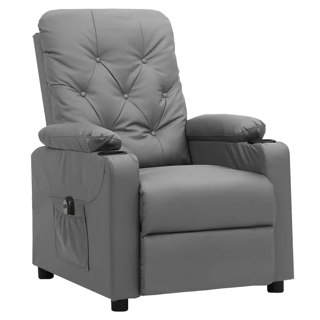 Poltrona | Sedia Relax Reclinabile Elettrica Grigia in Similpelle