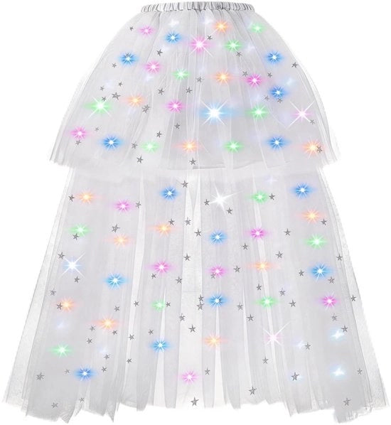 Costume per Bambina con Luce LED, Tutù con Piume per Festa e Halloween