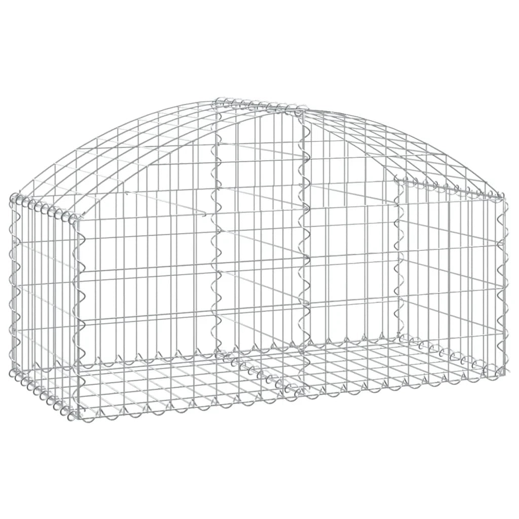 Cesto gabbione recinzione a gabbia muro di contenimento ad arco 100 x 50 x 40/60 cm ferro zincato argento 02_0039967
