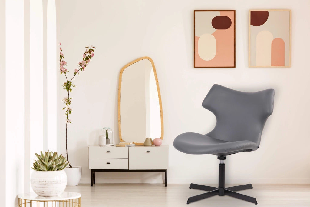 Sedia da lounge Welland in similpelle grigio