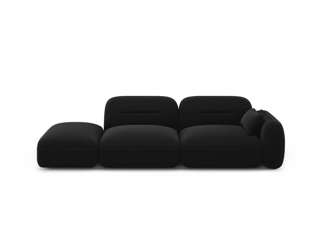 Cosmopolitan Design - Divano modulare sinistro "Sydney" 3 posti in velluto nero 