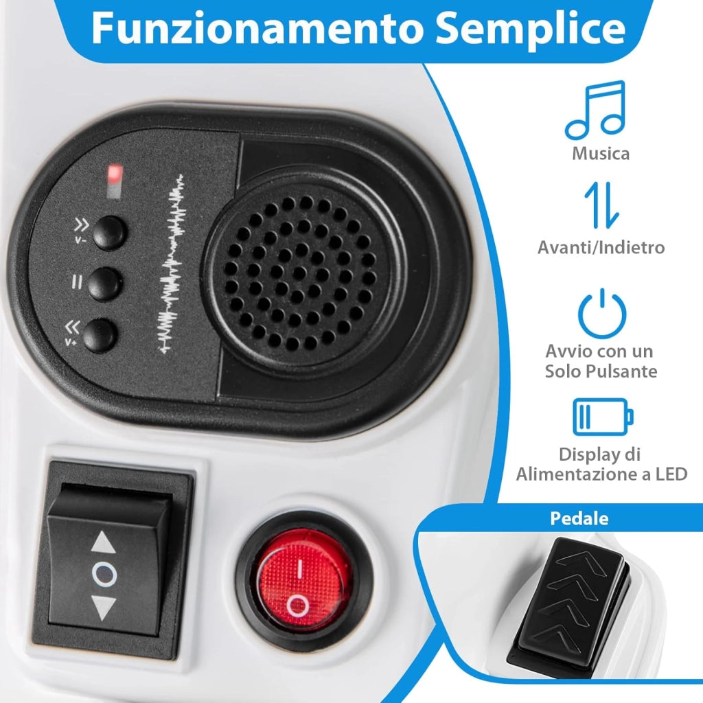 12V Giocattolo Unicorn a Cavallo, Macchina Cavalcabile con Ruote di Addestramento Modalità di Equitazione, Musica Panello LED, Cavallo a Motore per Bambini 3 Anni+ (Blu)
