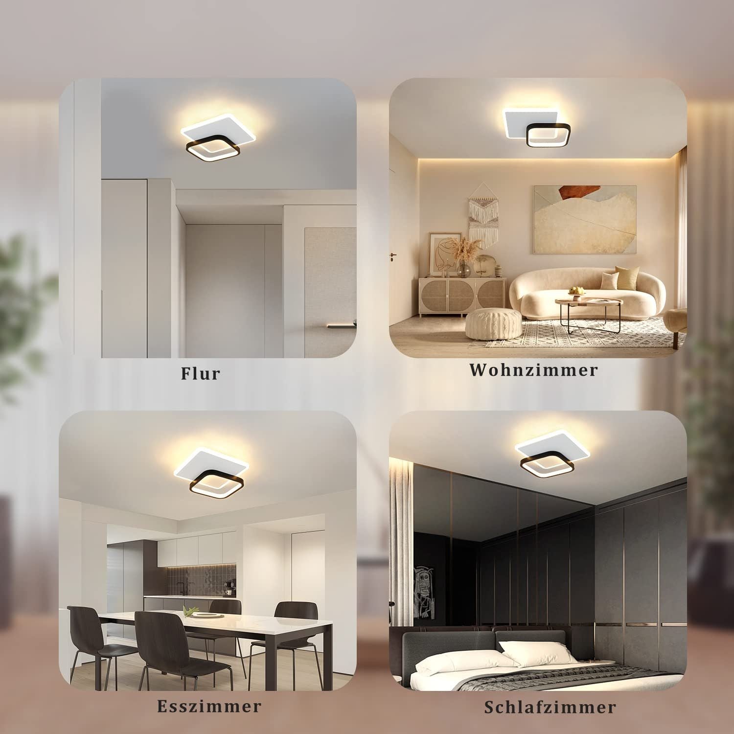 ZMH Lampada da soffitto LED design moderno bianco nero acrilico per soggiorno