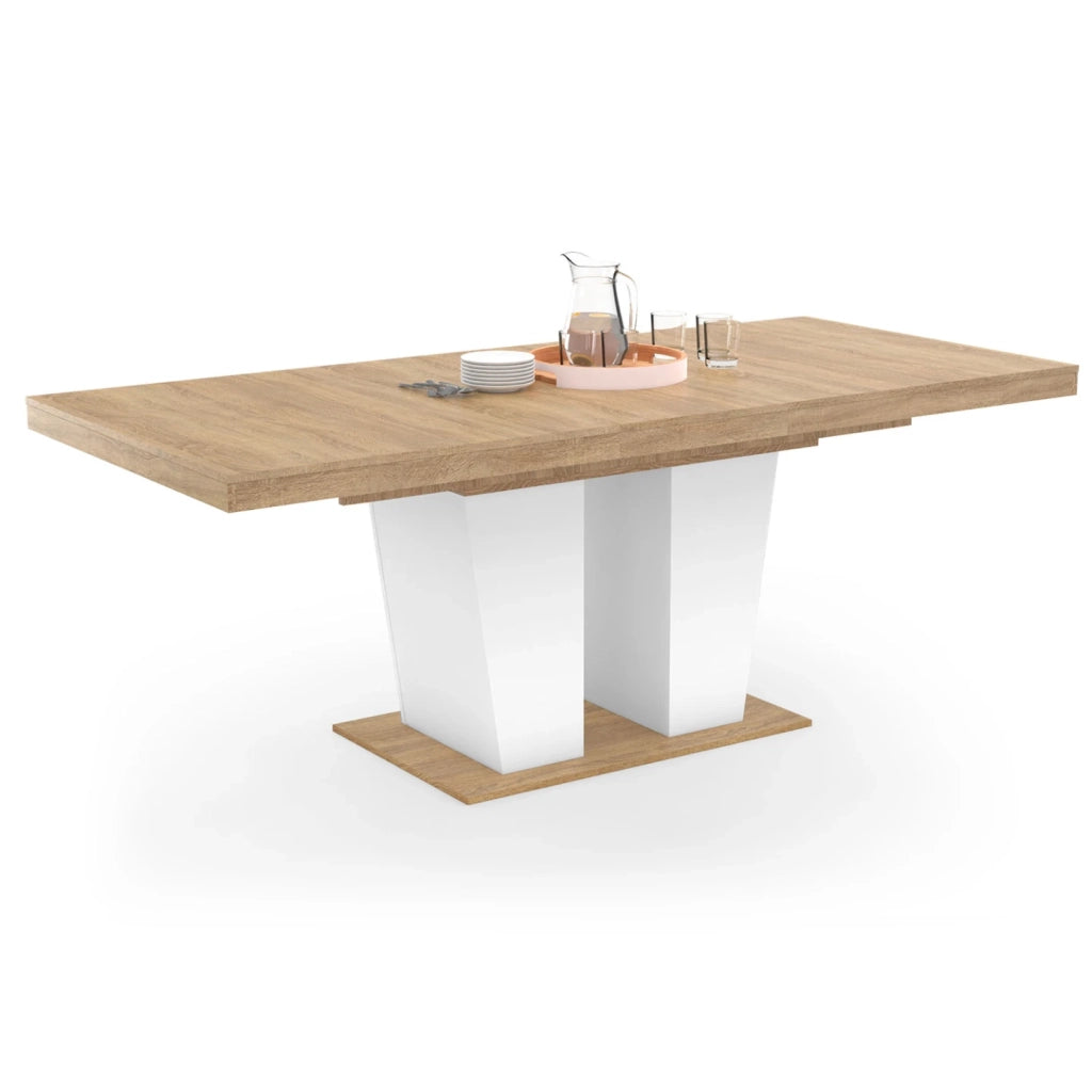 IDMarket - ELIAD tavolo da pranzo rettangolare allungabile 6-10 persone legno e bianco 160-200 cm