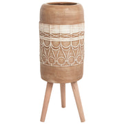 Vaso per piante Marrone chiaro Magnesio Base rotonda in legno massiccio Vaso per piante alte