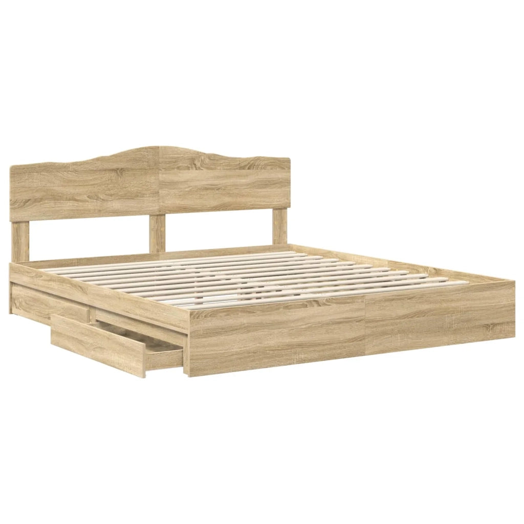 Letto con Contenitore con testiera Rovere Sonoma 180 x 200 cm 3413070