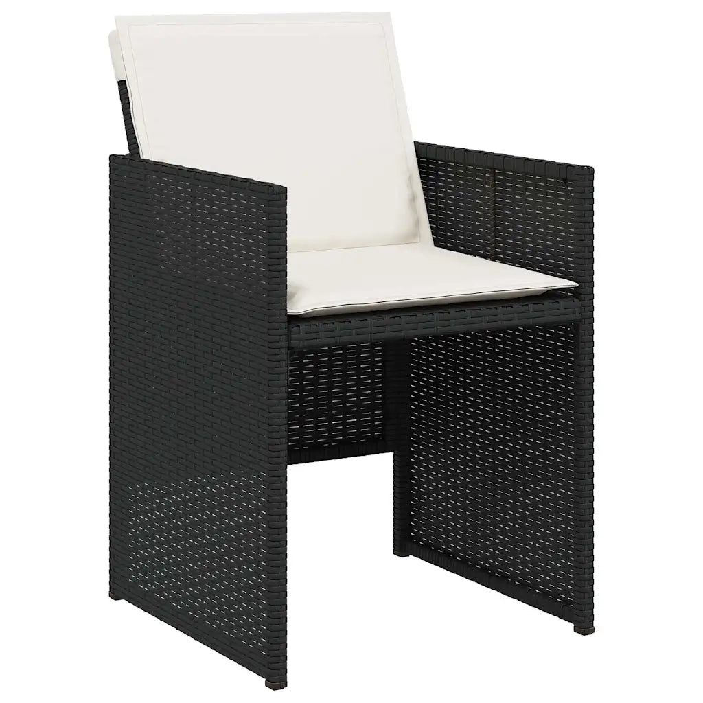 Set da Pranzo da Giardino 9 pz con Cuscini Nero in Polyrattan 3277790