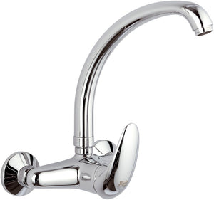 Rubinetto lavello a murocon leva frontale e bocca alta girevole - serie ten