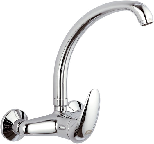 Rubinetto lavello a murocon leva frontale e bocca alta girevole - serie ten