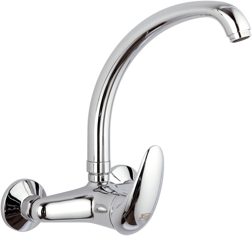 Rubinetto lavello a murocon leva frontale e bocca alta girevole - serie ten