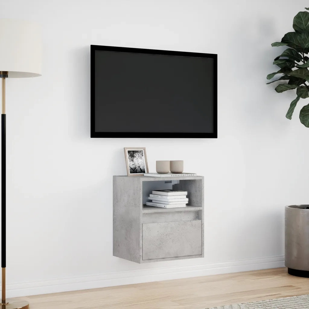 Mobile TV a Parete con Luci LED Grigio Cemento 41x31x45 cm 852319