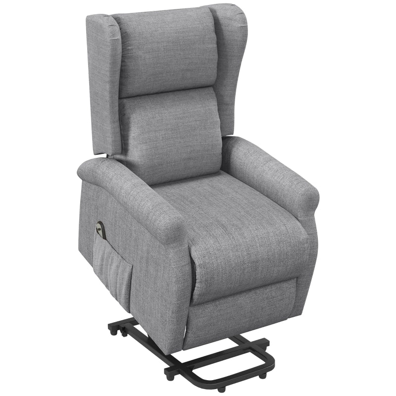 Poltrona Relax Elettrica con Alzapersona, Reclinazione 135°, Portata 200 kg, Grigia