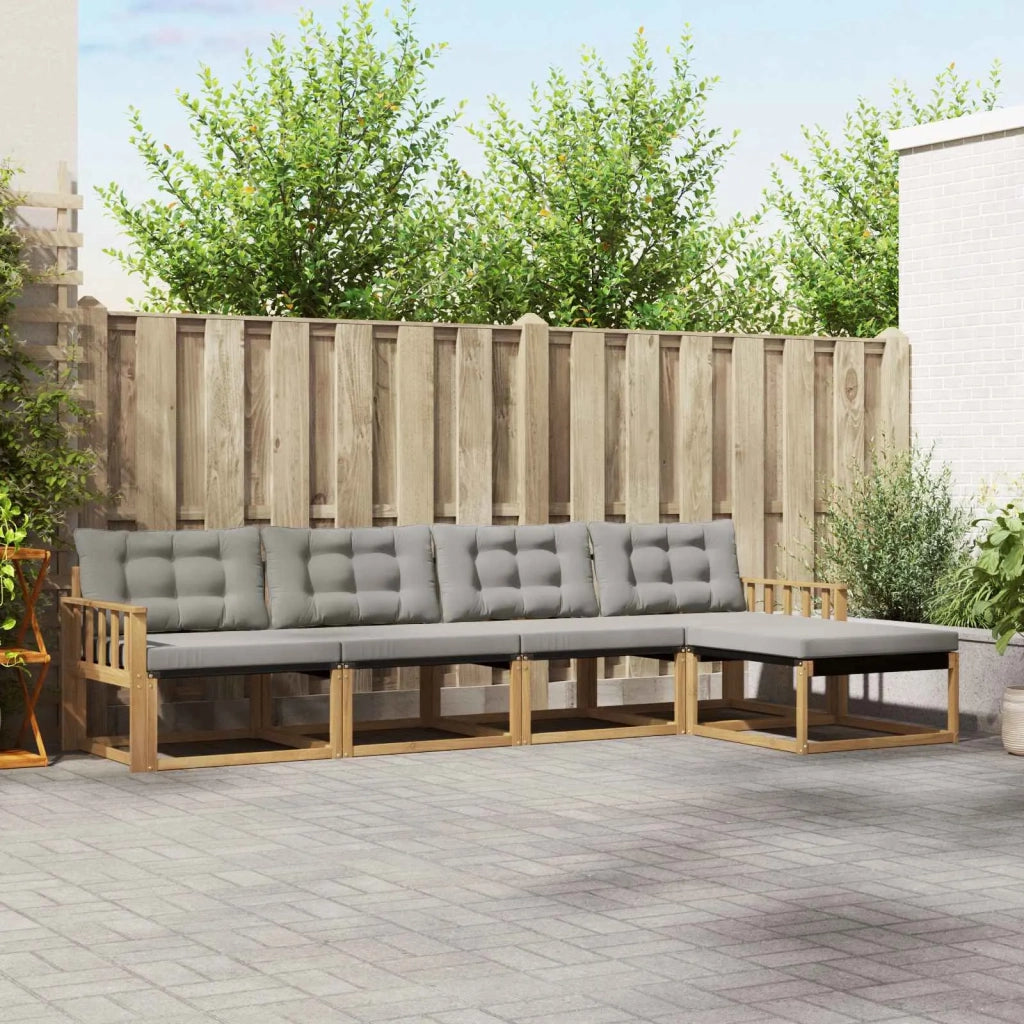 Set di divani da esterno 5 pcs Bianco e Grigio Chiaro
