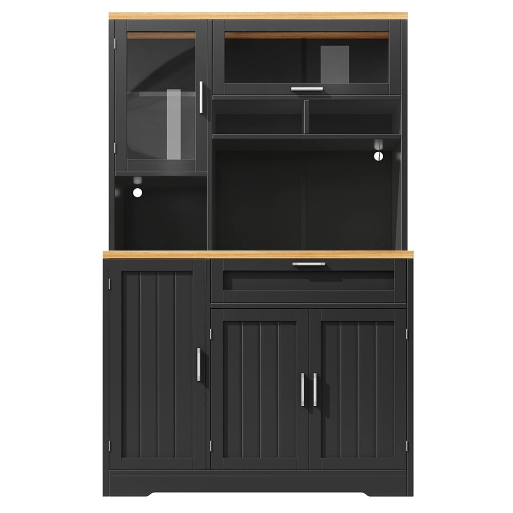 Armadio cucina alto con illuminazione LED - Xylo - 104x40x180 cm - bianco/nero