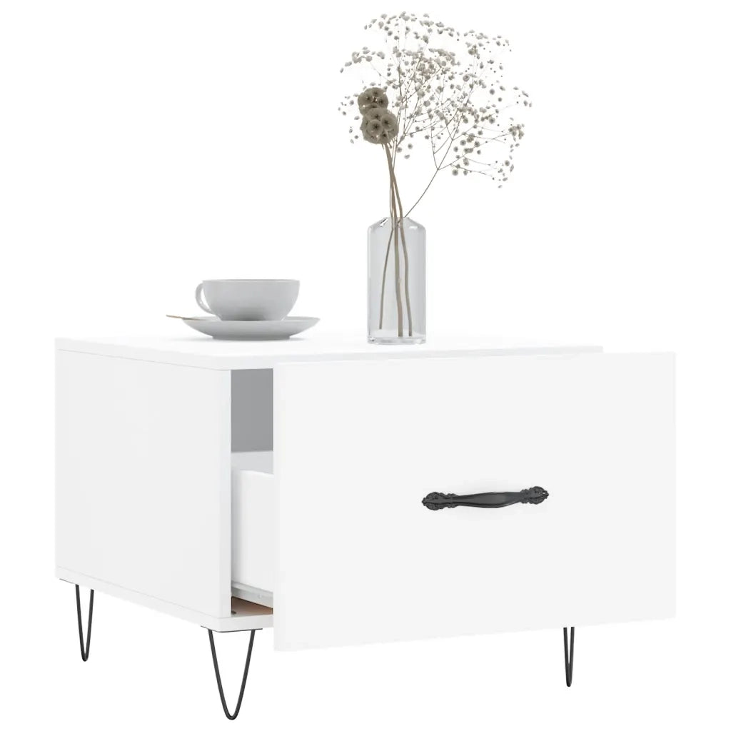 Tavolini da Salotto 2 pz Bianchi 50x50x40 cm Legno Multistrato 829381