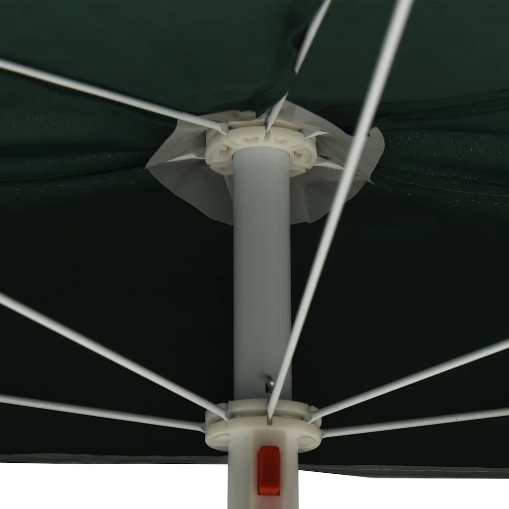 Ombrello | Parasolne Semicircolare da Giardino con Palo 180x90 cm Verde