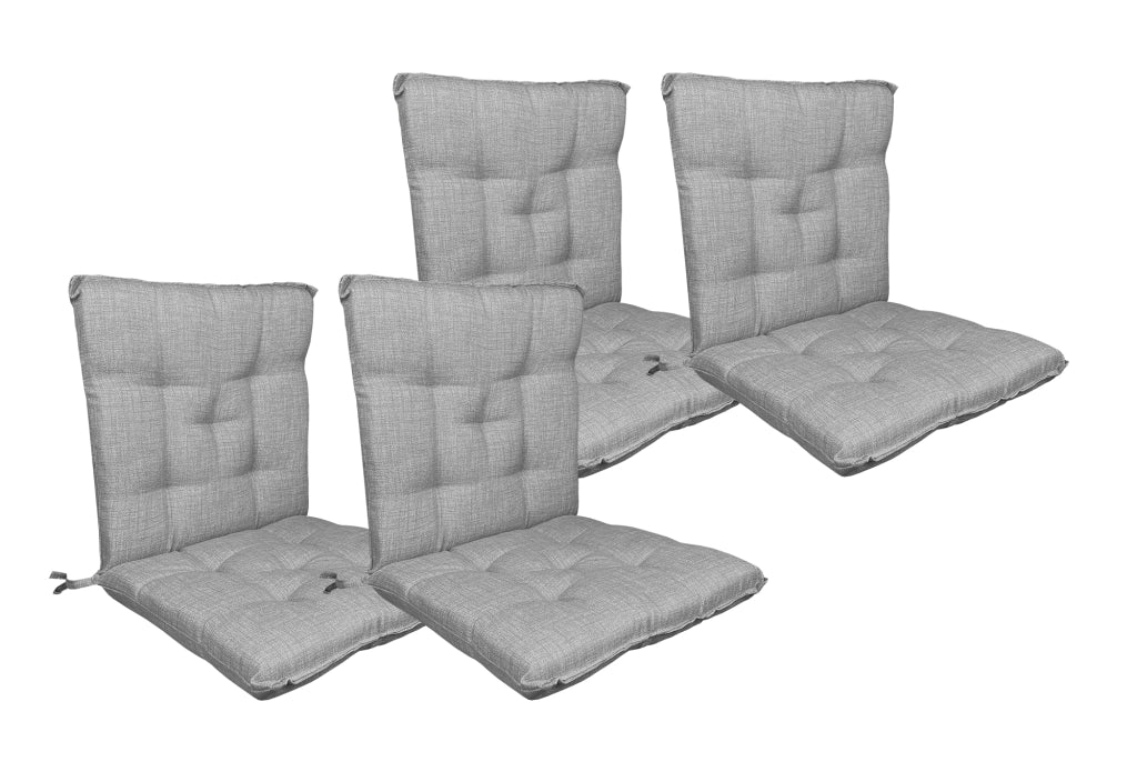 Set Cuscini Sedia Con Schienale Imbottiti Con Laccetti Banda Elastica 40 x 80 Cm Grigio - 4 Pezzi