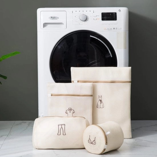 Set di 4 Sacchetti a Doppia Faccia con Cerniera - Protezione per Abbigliamento - Tessuto in Gomma Durevole - Adatto per Lavaggio a Basso Calore - Set di Sacchetti per Lavatrice