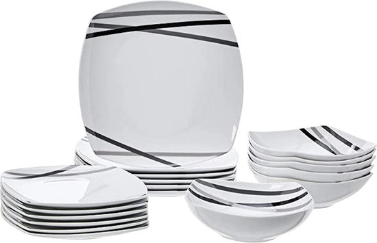 Set di portata - piatti da zuppa, grandi piatti da insalata da portata, ciotola da zuppa bianca, resistente al microonde, lavabile in dishwasher