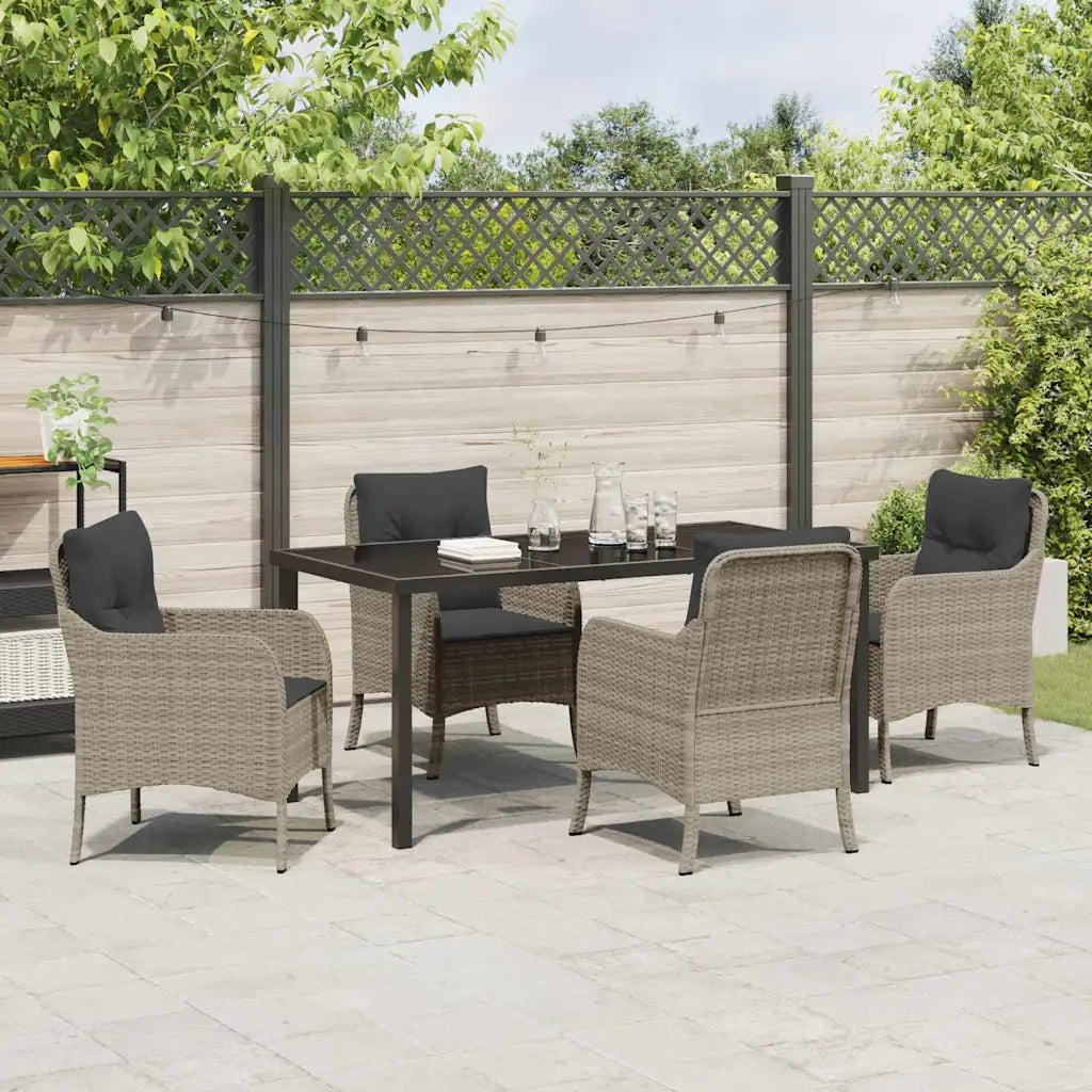 Set da Pranzo per Giardino 5 pcs Grigio chiaro polyrattan 3380186